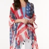 Hot American Flag Kimono Women Cover Ups
