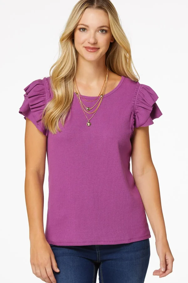 Fashion Amethyst Ruffled Top Women Tops