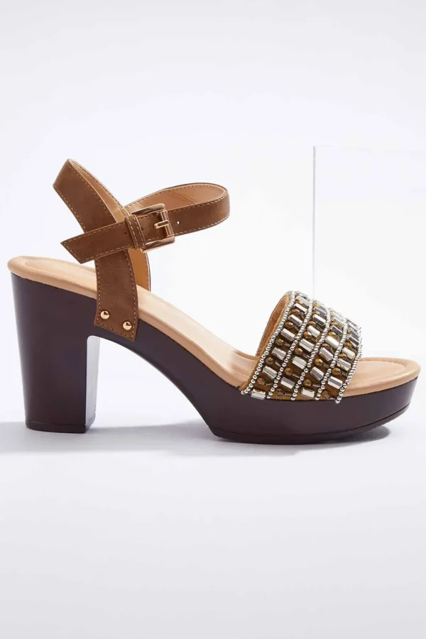 Store Beaded Vamp Heeled Sandals Women Sandals