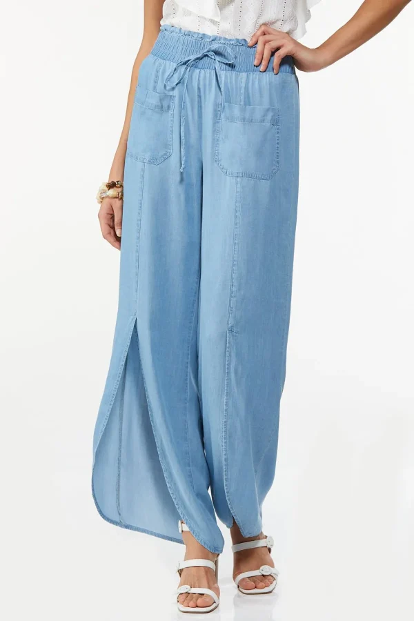 Cheap Chambray Tulip Hem Pants Women Pants