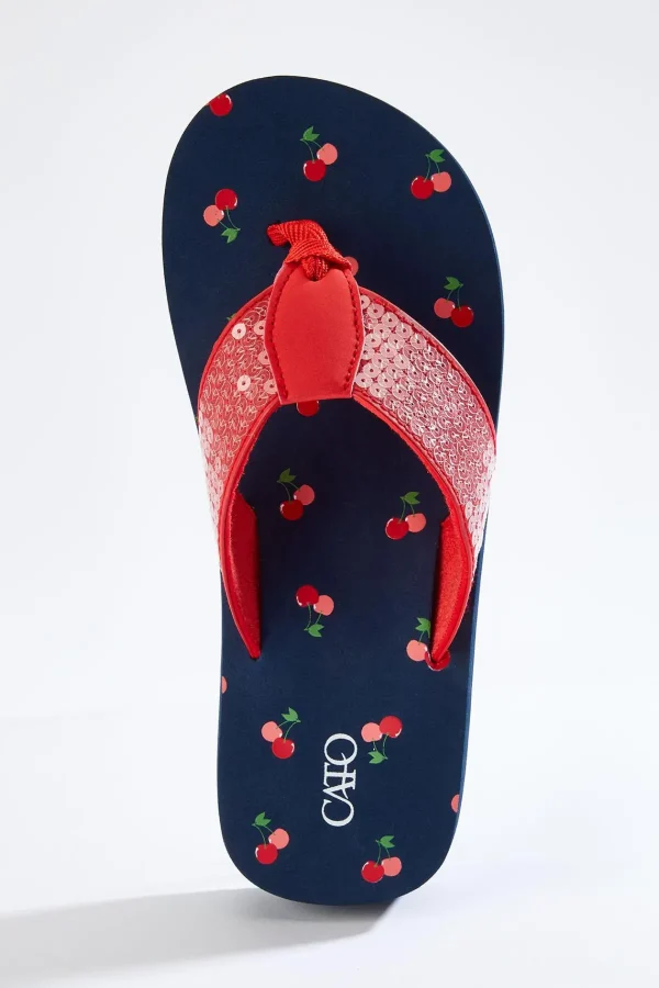 Store Cherry Sequin Flip Flops Women Sandals