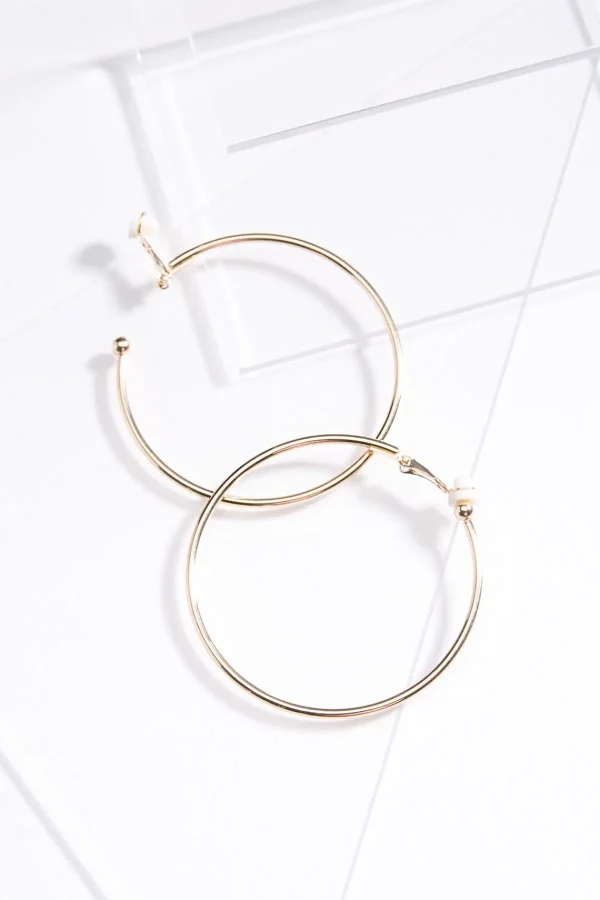 Clearance Clipon Metal Statement Hoop Earrings Women Earrings