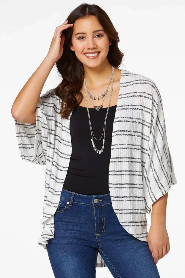 Best Contrast Stripe Cardigan Women Tops