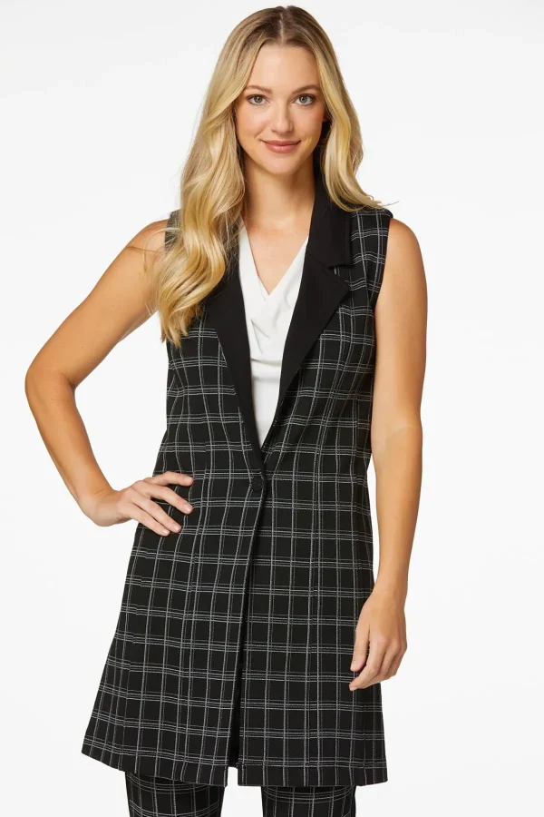Best Contrasting Plaid Vest Women Jackets & Vests
