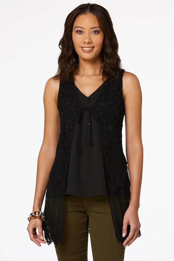Best Crochet Mesh Vest Women Tops