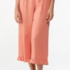 Outlet Cropped Ruffle Linen Pants Women Cropped Pants