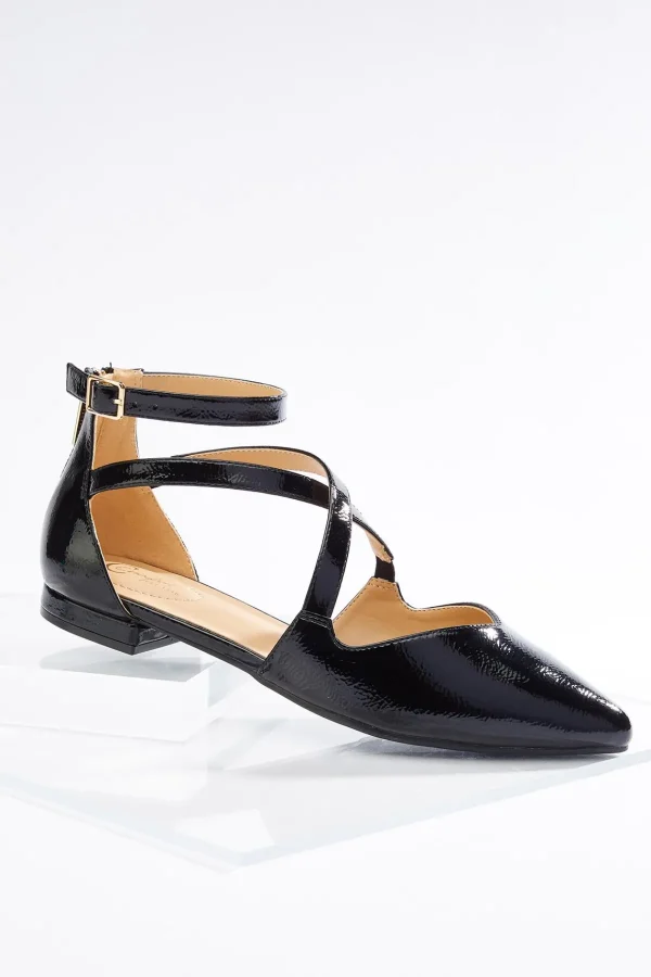 Shop Cross Strap Faux Patent Flats Women Flats