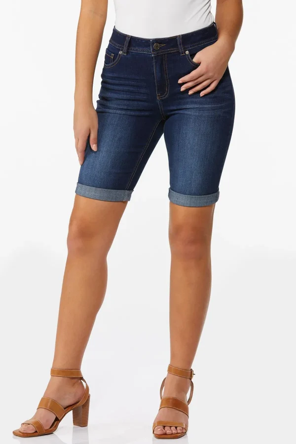 Cheap Dark Bermuda Jean Shorts Women Shorts