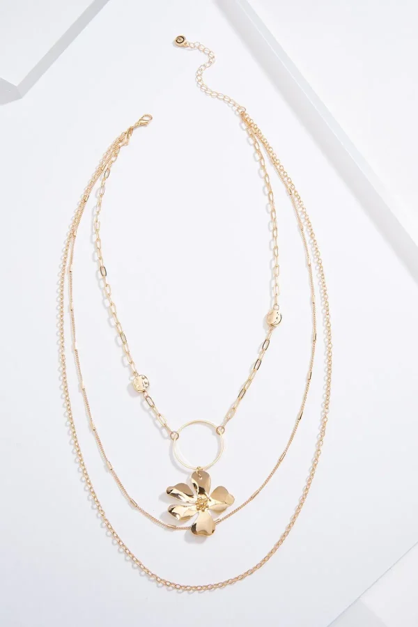 Clearance Delicate Layered Flower Necklace Women Necklaces