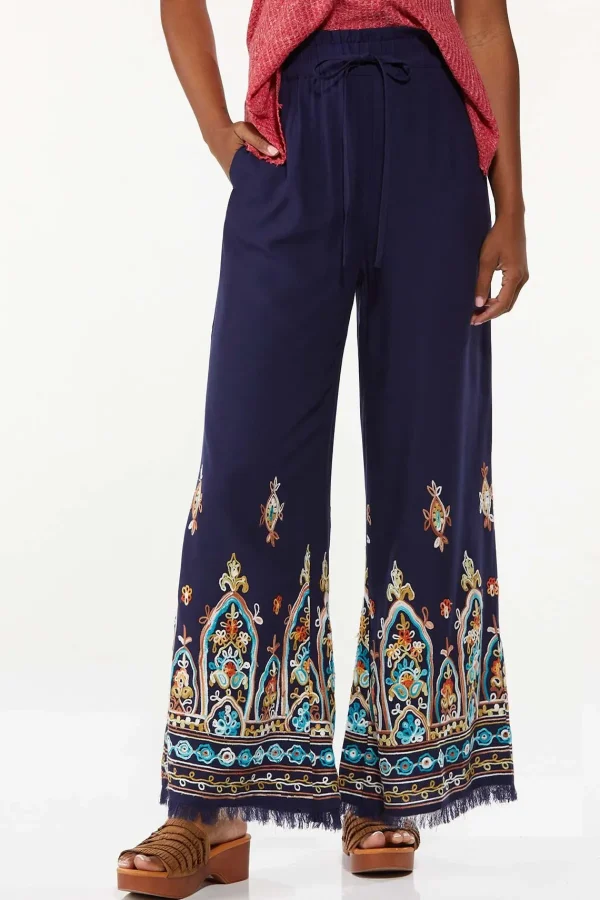 Clearance Embroidered Copped Pants Women Cropped Pants