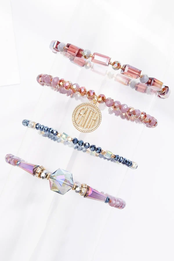 Clearance Faith Disc Purple Bracelet Set Women Bracelets