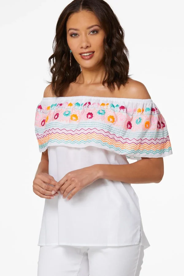 Best Floral Neon Embroidered Top Women Tops