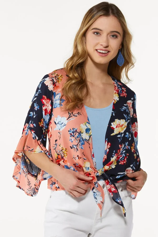 Best Floral Tie Front Top Women Tops