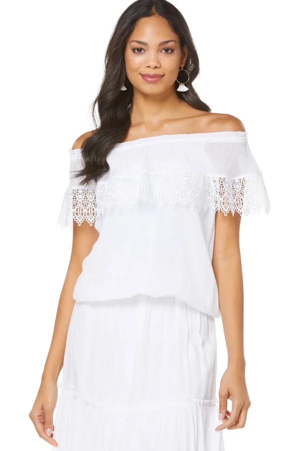 Fashion Gauze Lace Trim Top Women Sets & Suiting