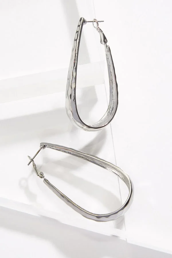 Best Hammered Oblong Hoop Earrings Women Earrings