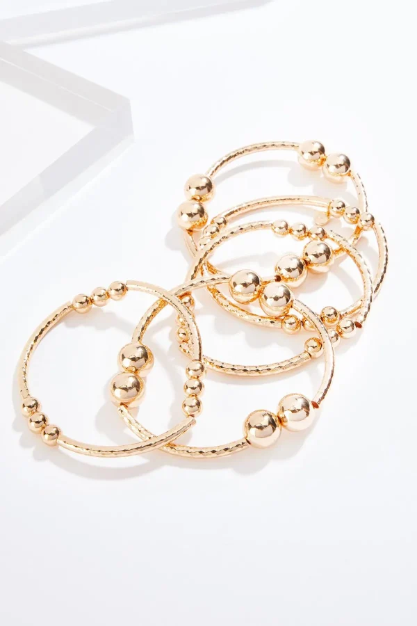 Cheap Hammered Tube Ball Bracelet Set Women Bracelets