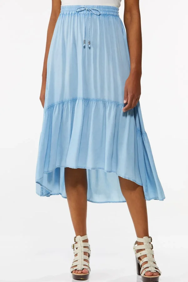 Cheap Highlow Chambray Skirt Women Skirts
