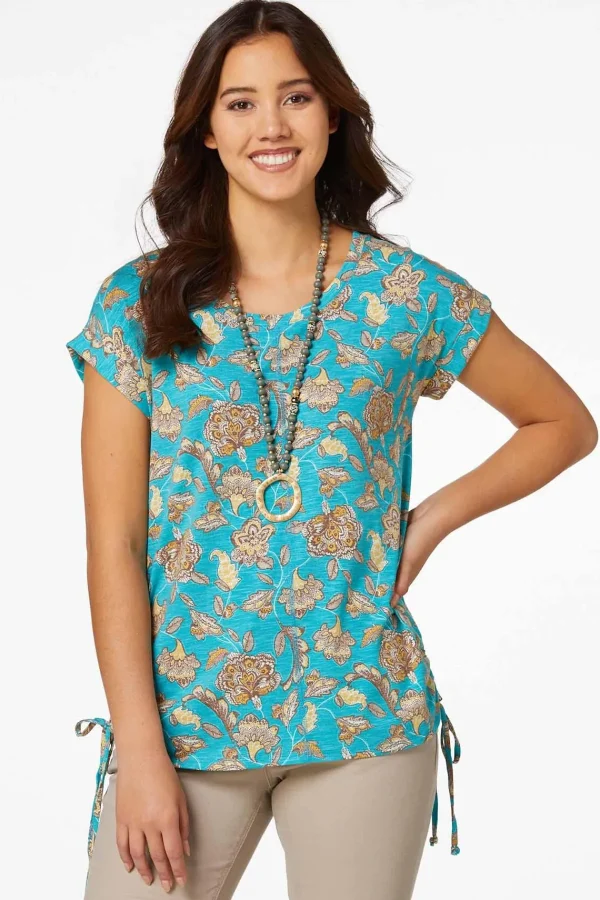 Best Island Blue Paisley Top Women Tops