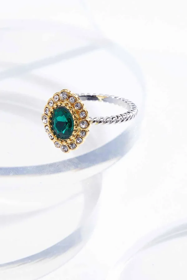 Best Sale 18K Gold Green Stone Ring Women Rings