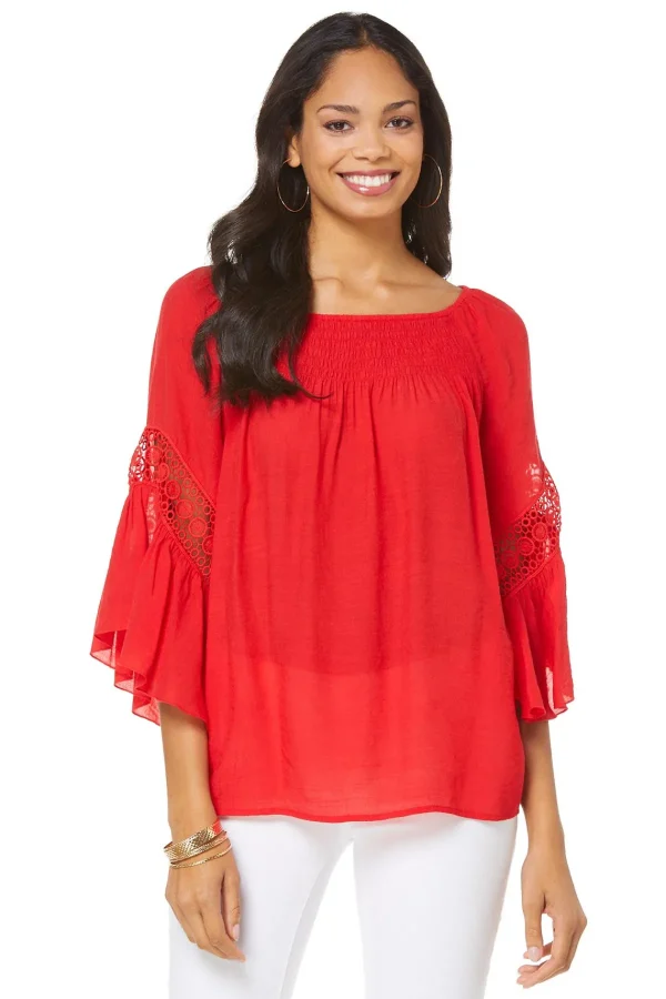 Best Lace Trim Poet Top Women Tops