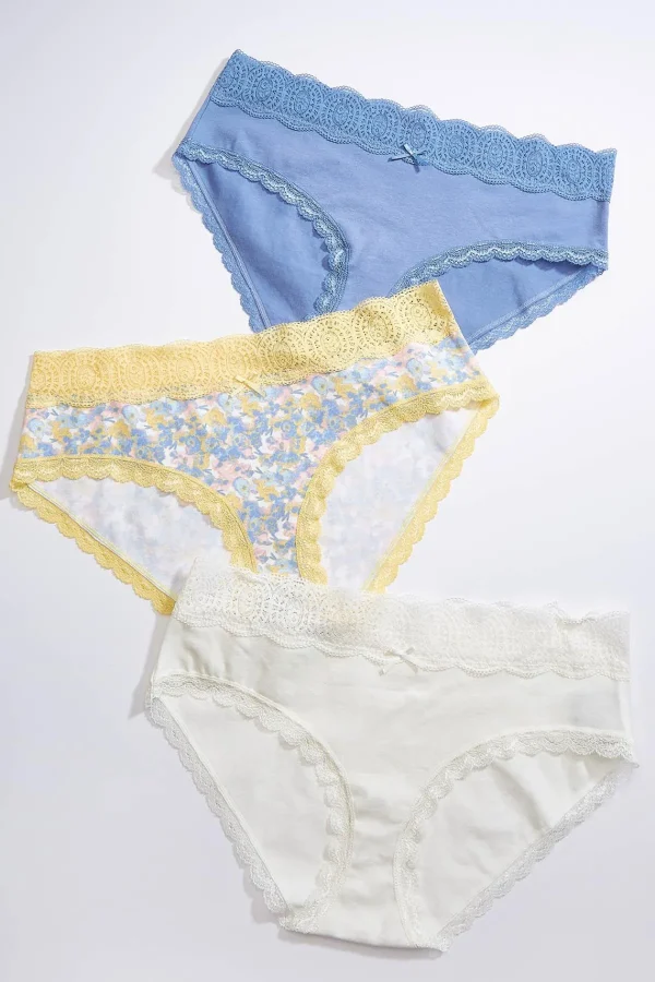 Best Lace Trim Triple Panty Set Women Intimates