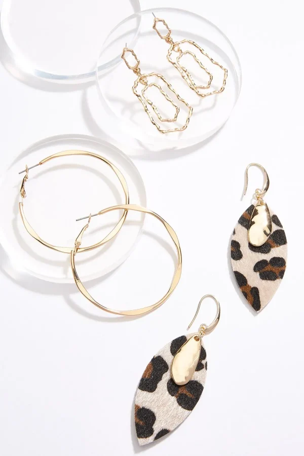 Best Sale Leopard Fur Gold Earring Set Women Sets