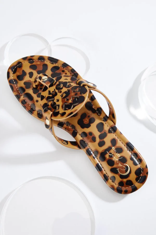Sale Leopard Medallion Sandals Women Flats