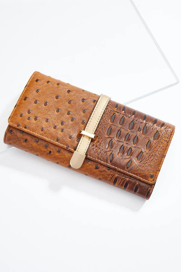 Outlet Metallic Tab Textured Wallet Women Handbags