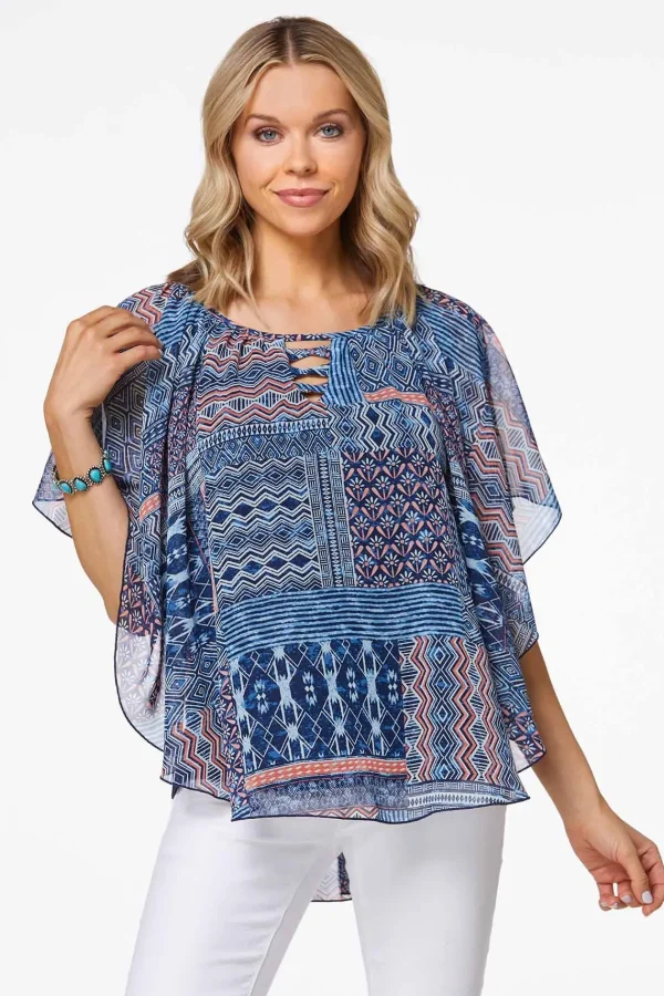 Best Navy Melon Capelet Women Tops