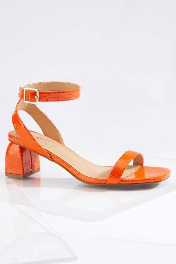 Store Orange Croc Heeled Sandals Women Heels
