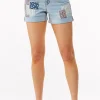Online Patchwork Denim Shorts Women Shorts