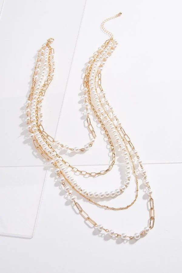 Cheap Pearl Chain Layered Necklace Women Necklaces