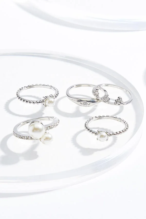 Cheap Pearl Detail Ring Set Women Rings