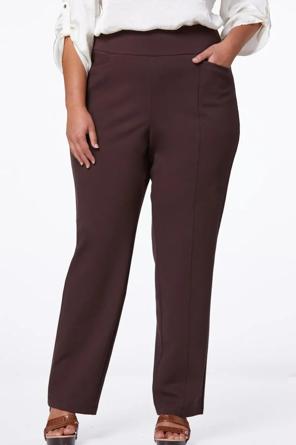 Cheap Plus Petite Ponte Straight Leg Pants Women Pants