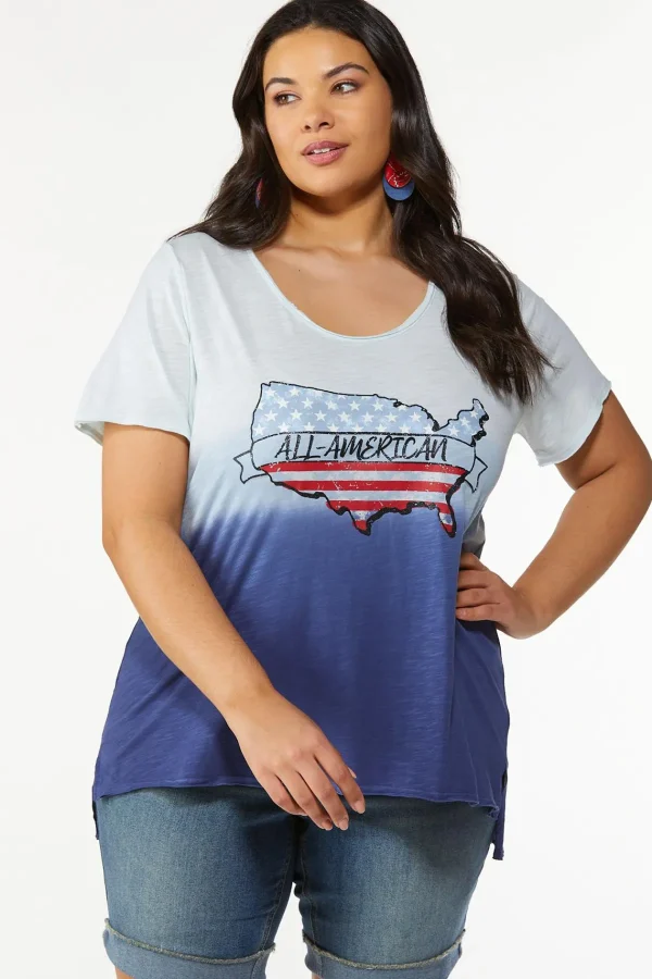 Hot Plus Size All American Tee Women Tops