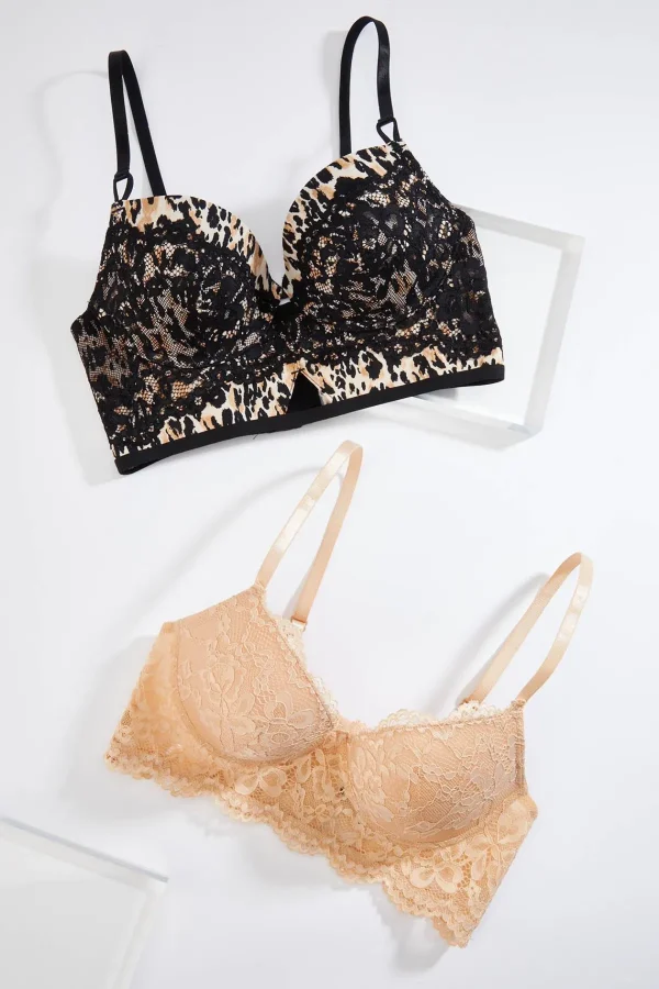 Best Plus Size Animal Lace Longline Bra Set Women Intimates
