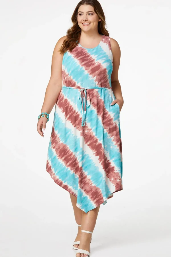 Best Plus Size Asymmetrical Tie Dye Dress Women Dresses