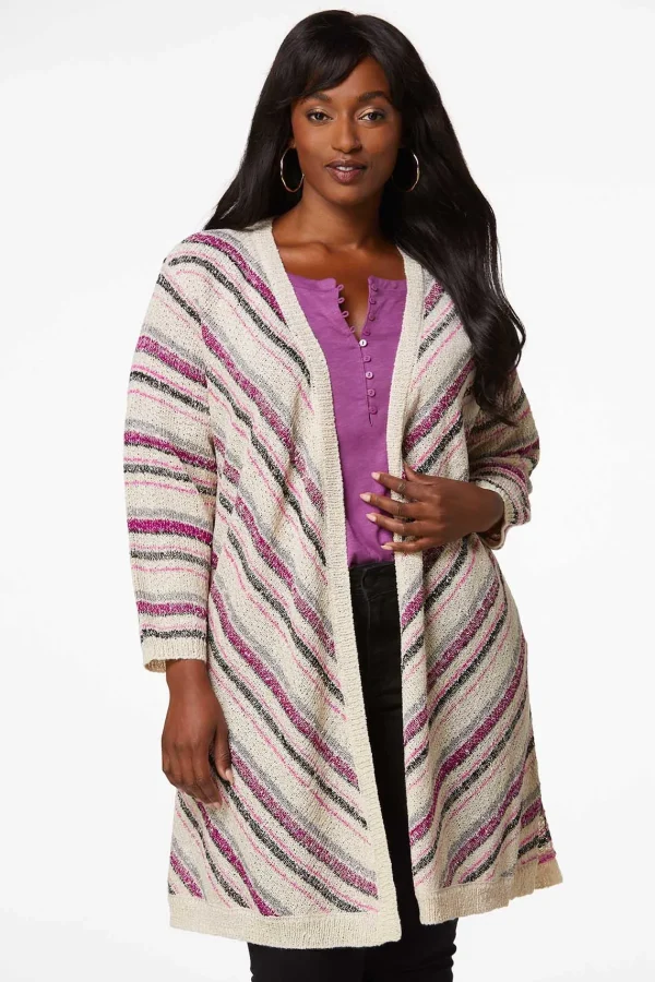 New Plus Size Berry Chevron Cardigan Women Sweaters
