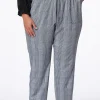 Sale Plus Size Black Plaid Paperbag Waist Pants Women Pants