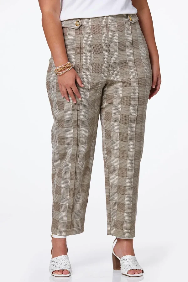 Best Sale Plus Size Check Houndstooth Ankle Pants Women Pants