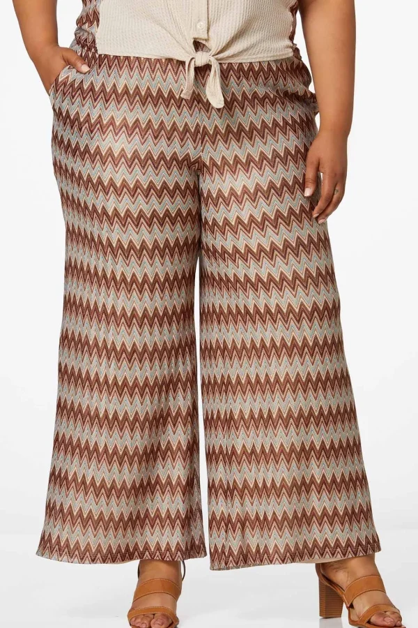 Cheap Plus Size Chevron Wide Leg Pants Women Sets & Suiting