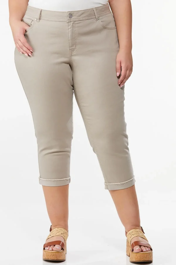 Hot Plus Size Cropped Cuffed Jeans Women Cropped Pants