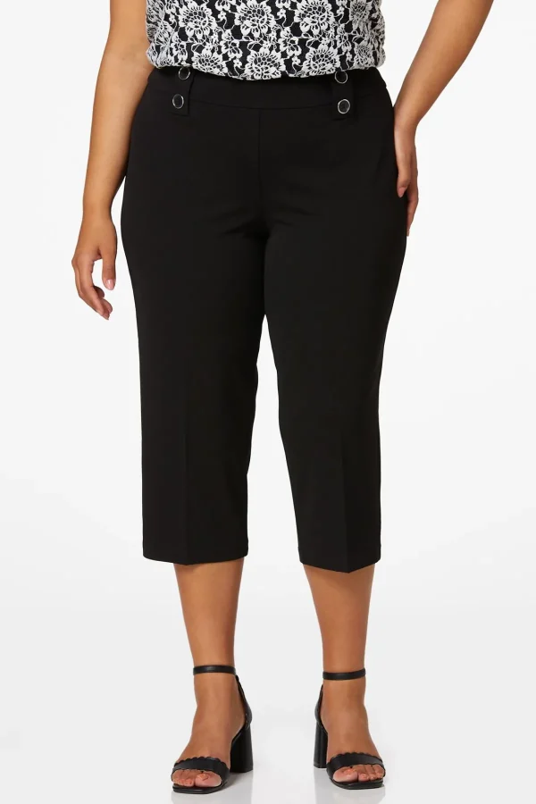 Best Plus Size Cropped Sailor Button Pants Women Cropped Pants
