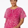 Cheap Plus Size Faded Wash Tee Women Tops