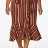 Clearance Plus Size Fall Stripe Midi Skirt Women Skirts