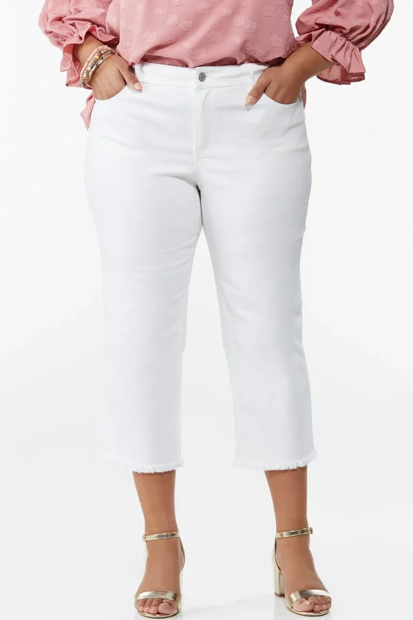 Flash Sale Plus Size Frayed Cropped Jeans Women Cropped Pants