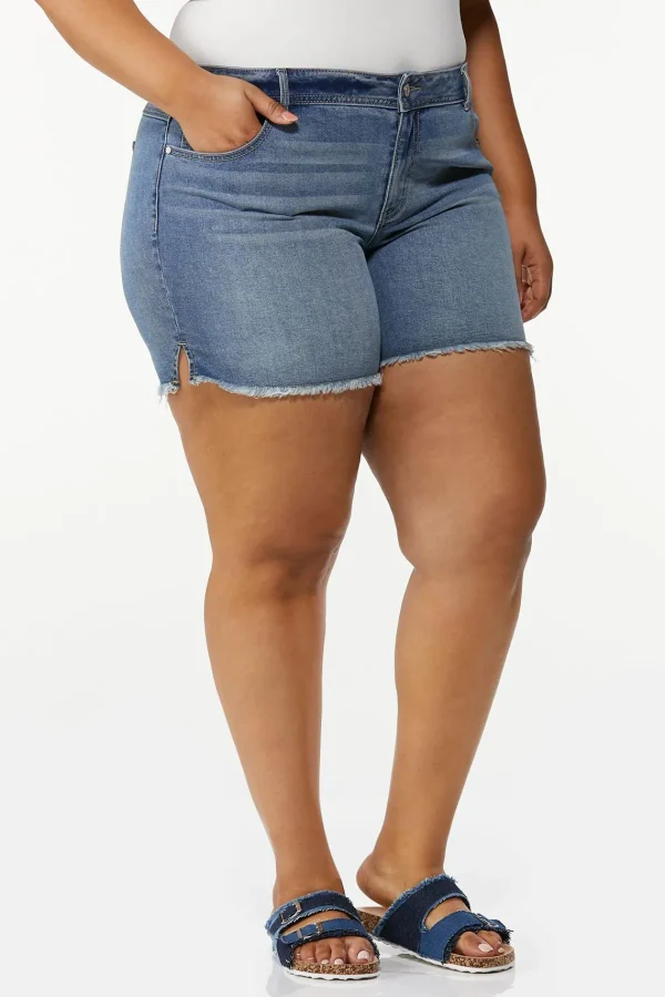 Online Plus Size Frayed Jean Shorts Women Shorts