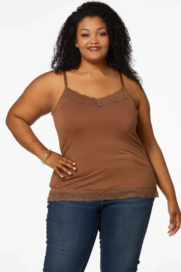 Best Plus Size Lace Trim Cami Women Tops