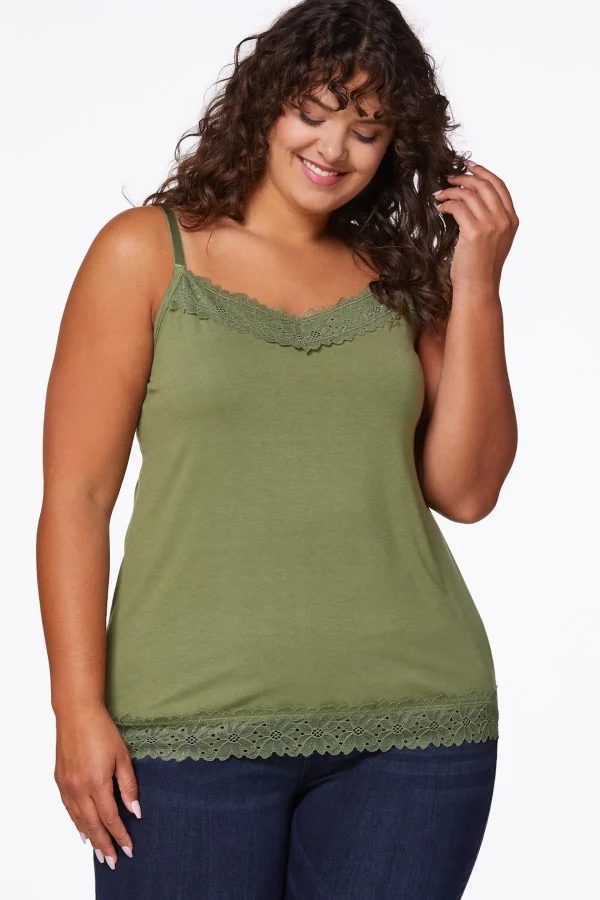 Best Plus Size Lace Trim Cami Women Tops