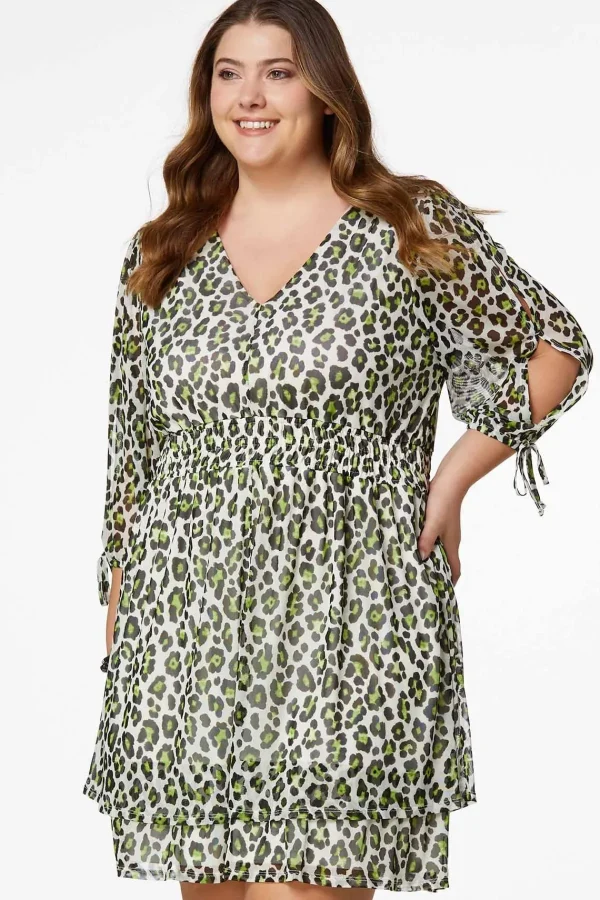 Store Plus Size Lime Animal Dress Women Dresses